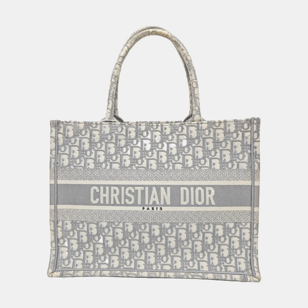 Book Tote Medium Oblique Canvas White