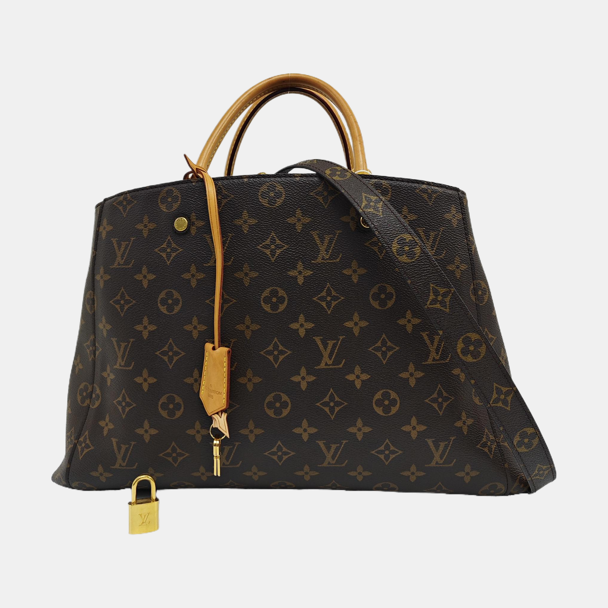 MONTAIGNE GM Monogram Coated Canvas Brown