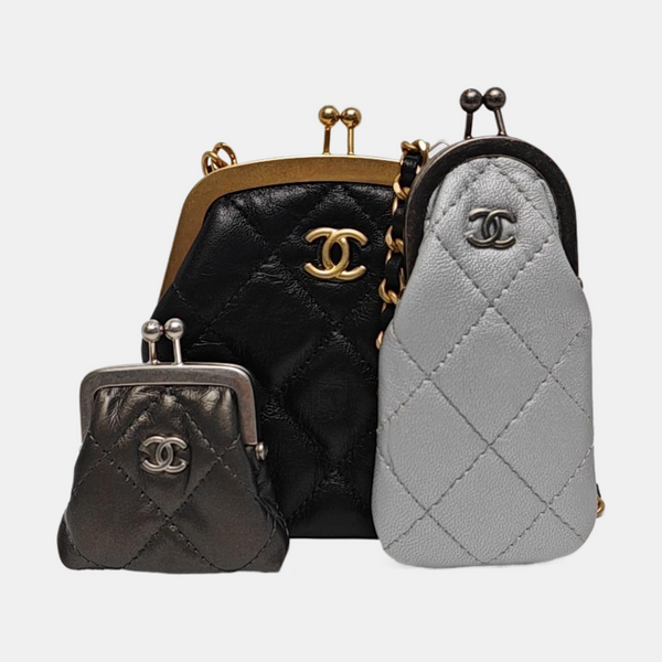 Quilted Calfskin Shoulder Bag Mini Black