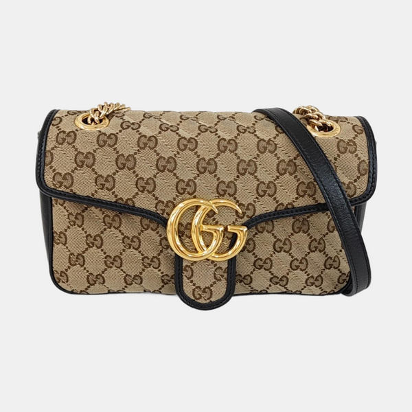 GG Marmont Medium Quilted Canvas Brown