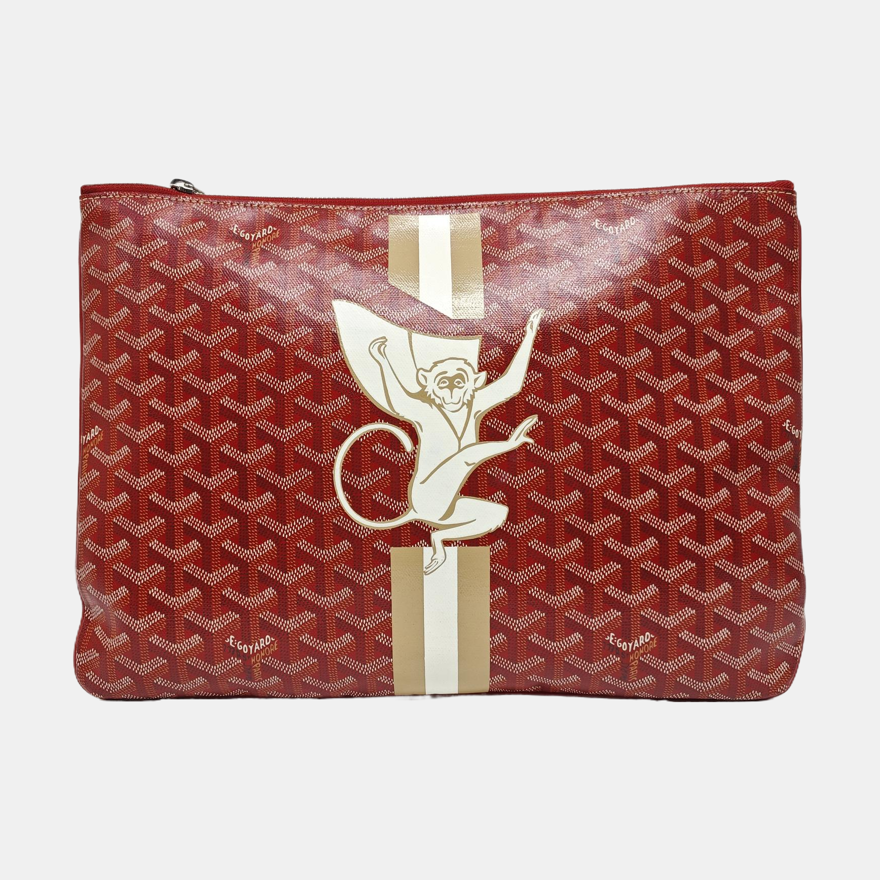 Coated Canvas Clutch Red