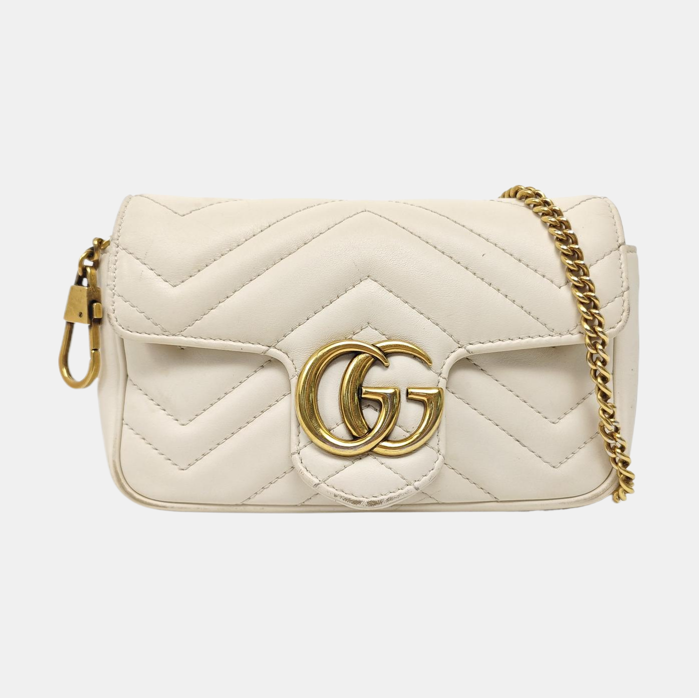 GG Marmont Mini Quilted Calfskin White