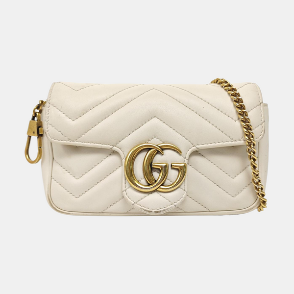 GG Marmont Mini Quilted Calfskin White