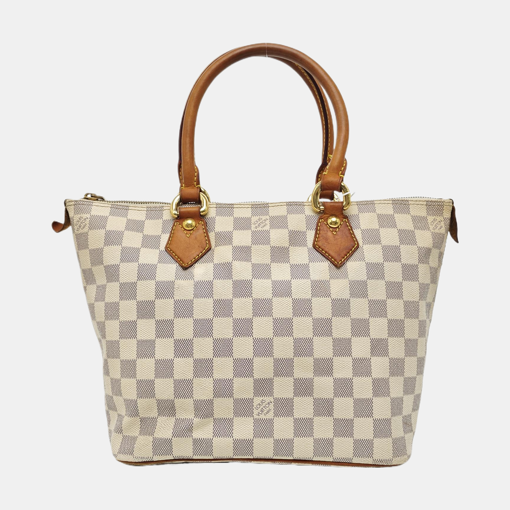 SALEYA PM Damier Azur Coated Canvas White