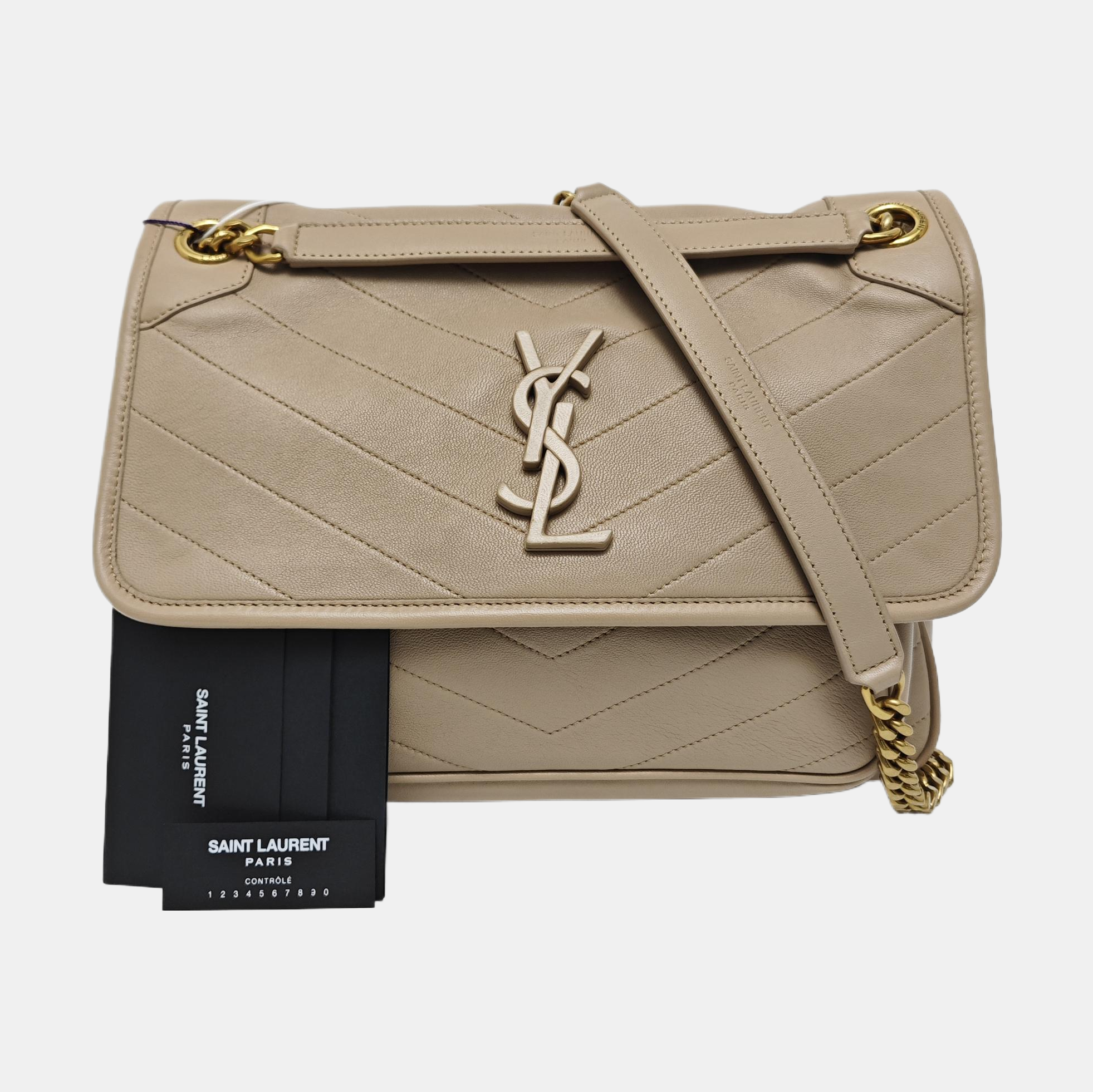 NIKI Medium Chevron Lambskin Beige