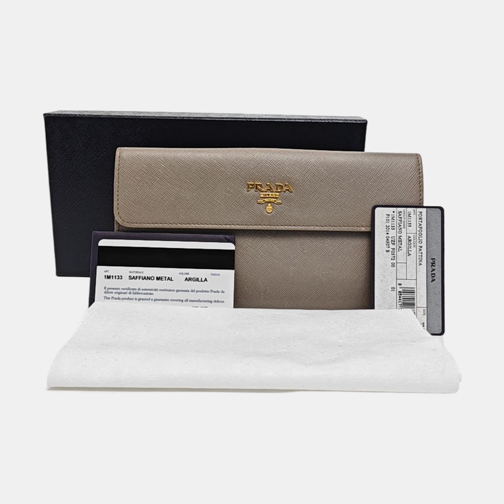 Fold Wallet Saffiano Calfskin Gray Wallet