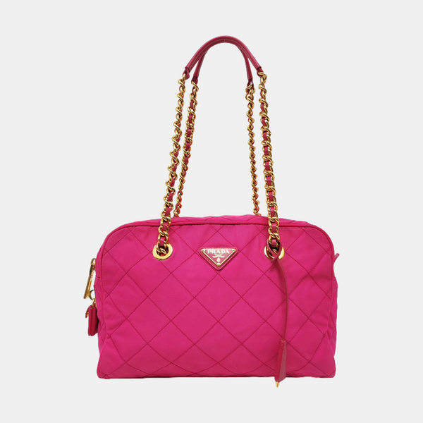 Quilted Nylon Tote Bag Red