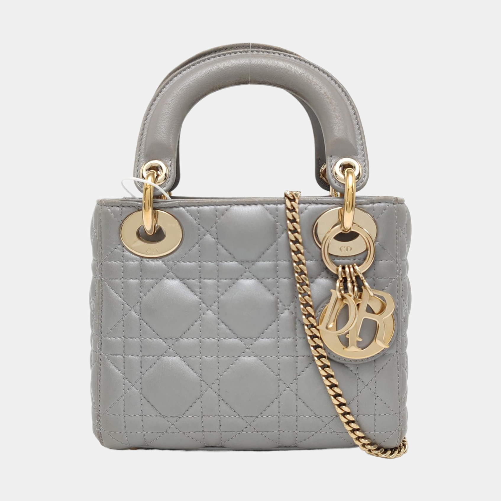 Lady Dior Mini Cannage Lambskin Gray