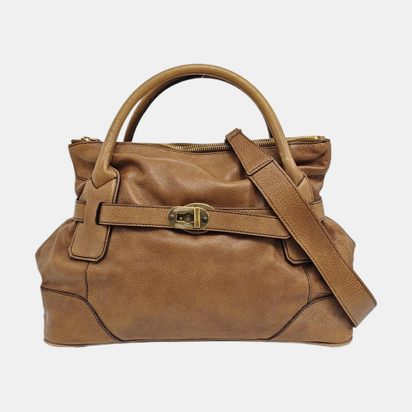 Calfskin Shoulder Bag Brown