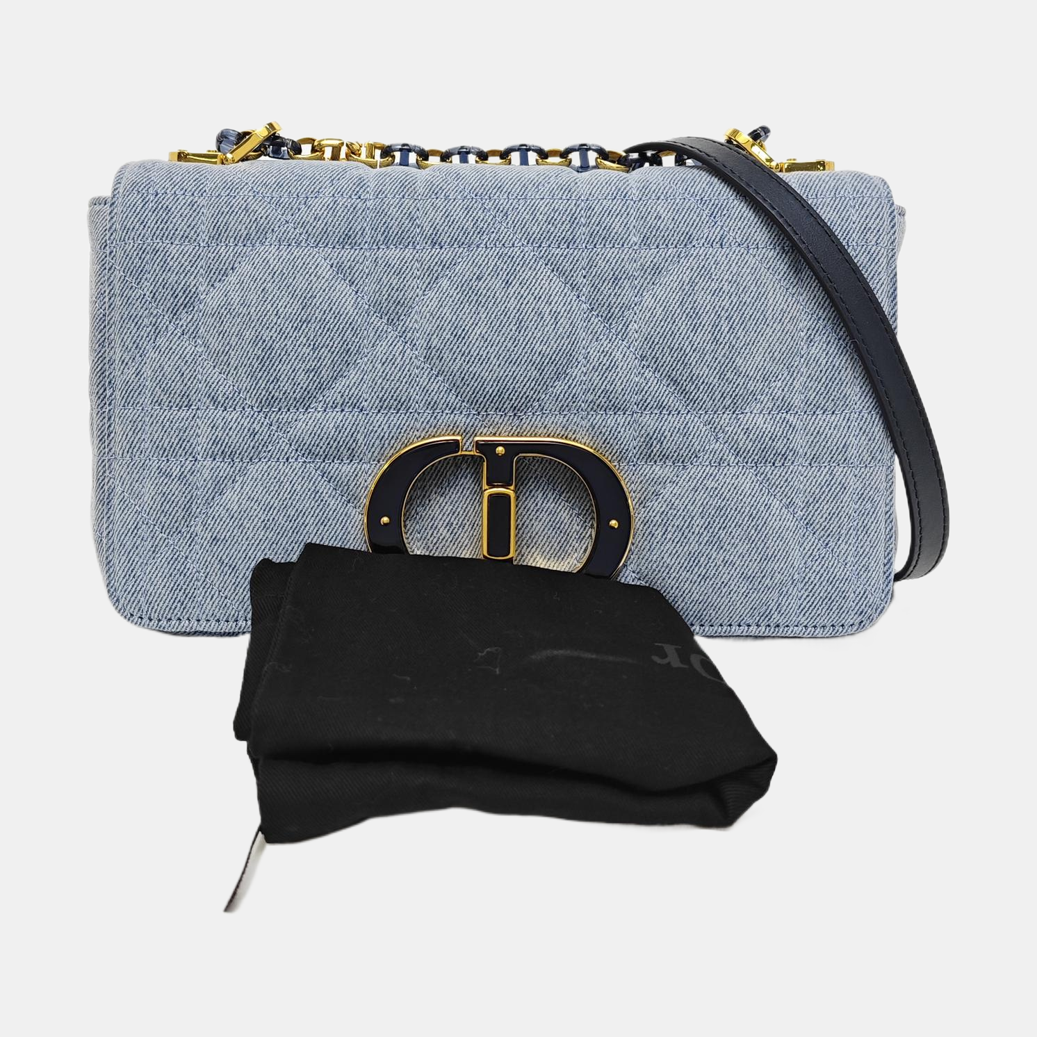 Dior Caro Medium Quilted Denim Blue