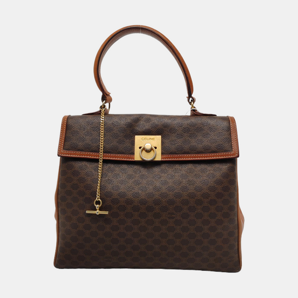 Authenticated pre-owned  MACADAM BLASON TRIOMPHE Coated Canvas Brown - Top Handle Bag at Looply