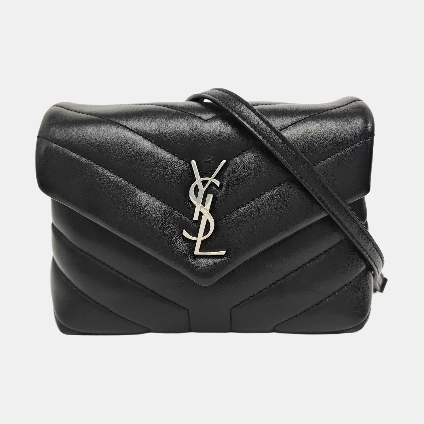 LOULOU Extra Small Chevron Calfskin Black