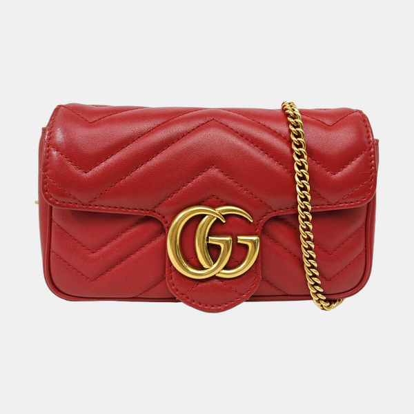 GG Marmont Mini Quilted Calfskin Red