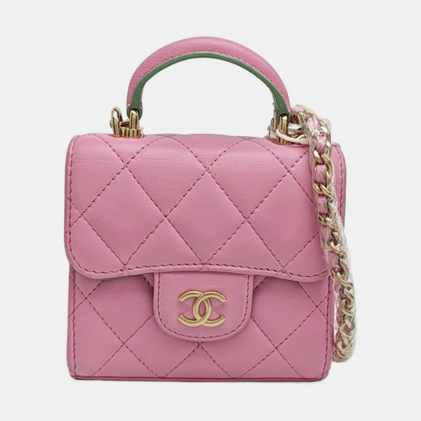 Quilted Lambskin Shoulder Bag Pink