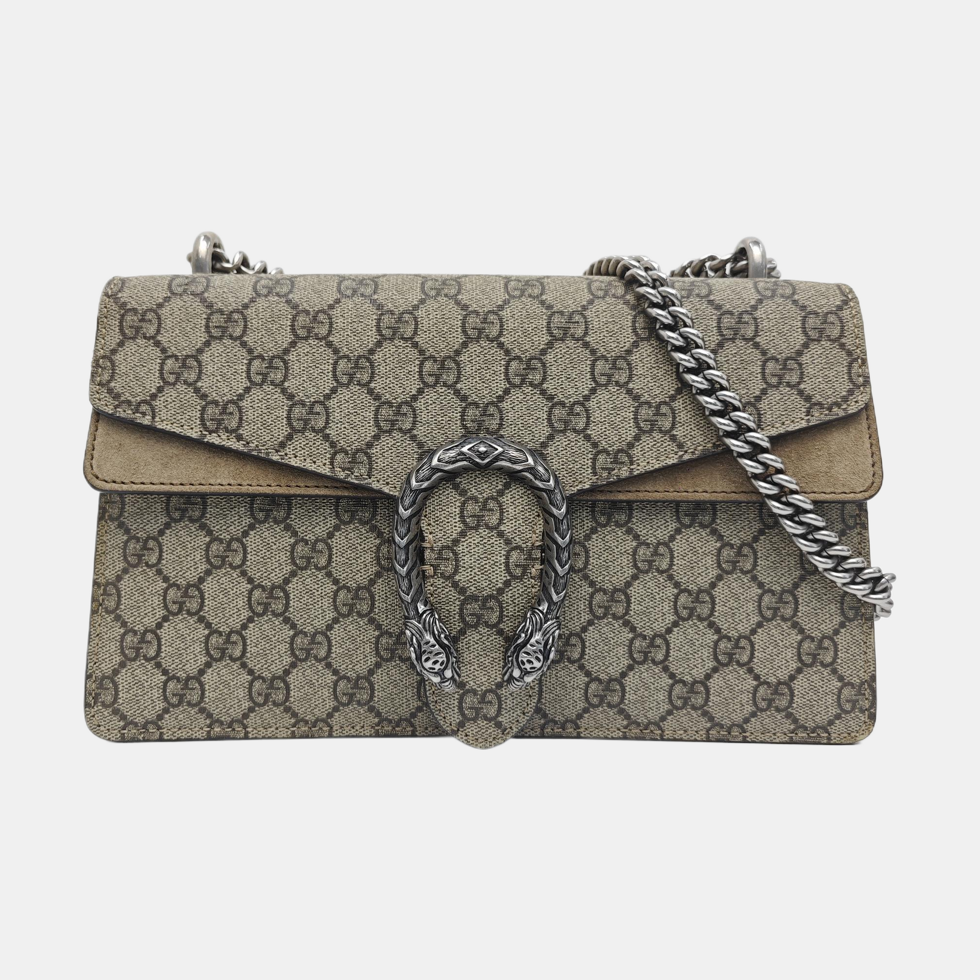 Dionysus Small Monogram Coated Canvas Beige