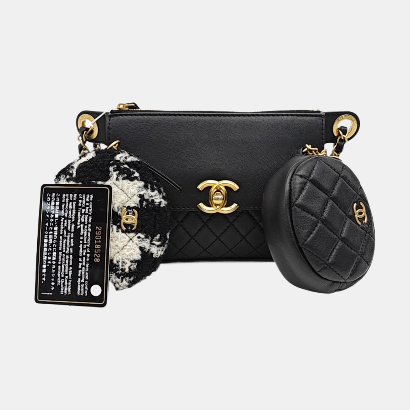 Quilted Leather Belt Bag Black