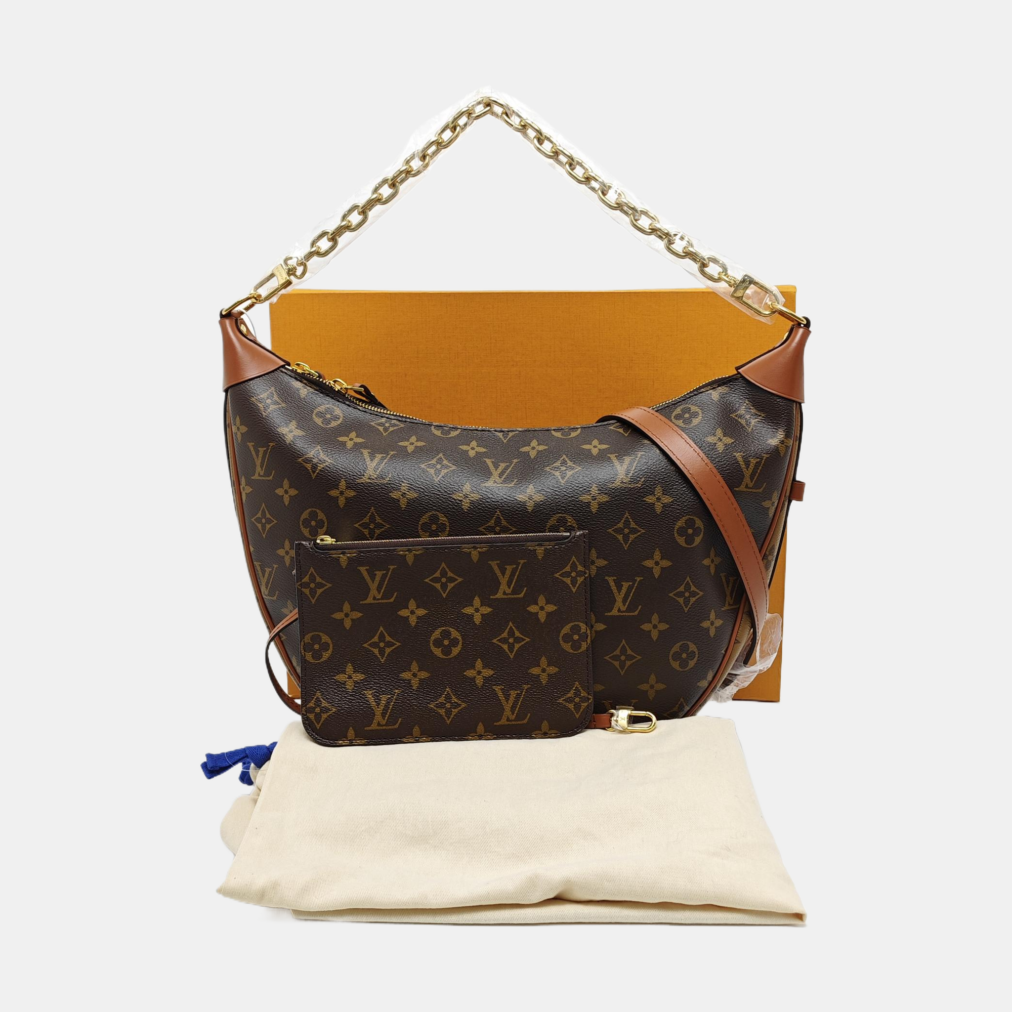 LOOP HOBO Monogram Coated Canvas Brown
