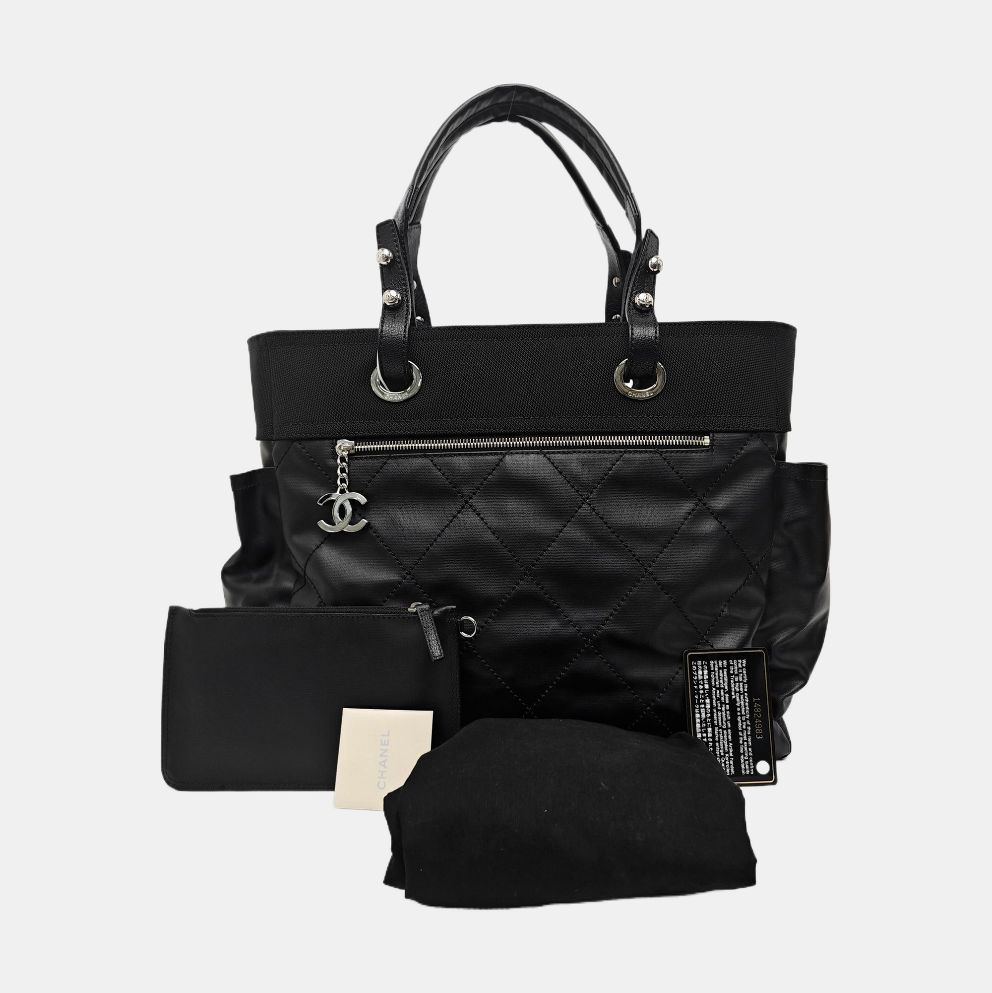 PARIS BIARRITZ Large Quilted Coated Canvas Black