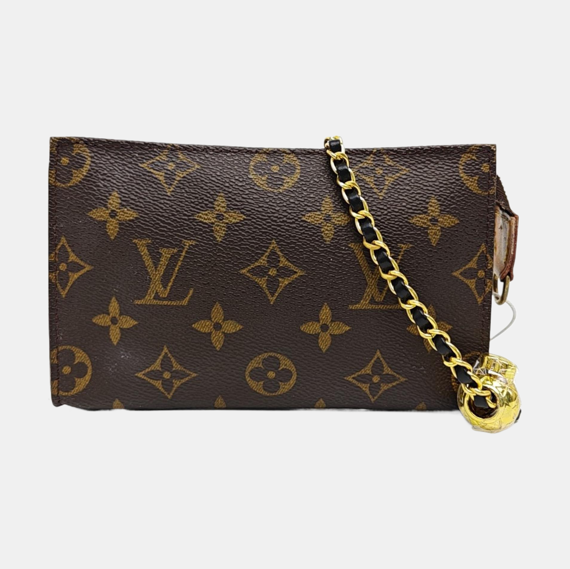 Monogram Coated Canvas Clutch Brown