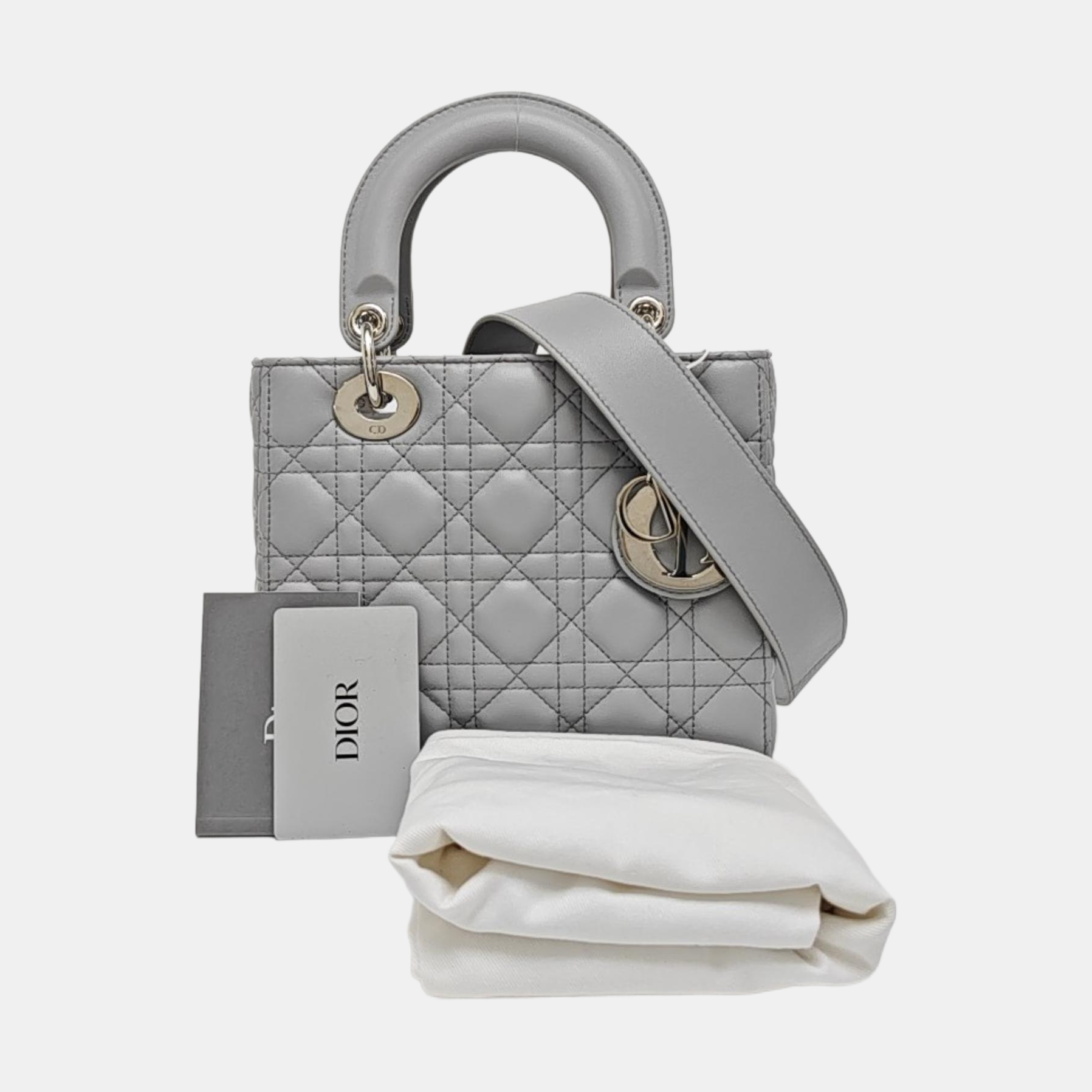 Lady Dior Small Cannage Lambskin Gray