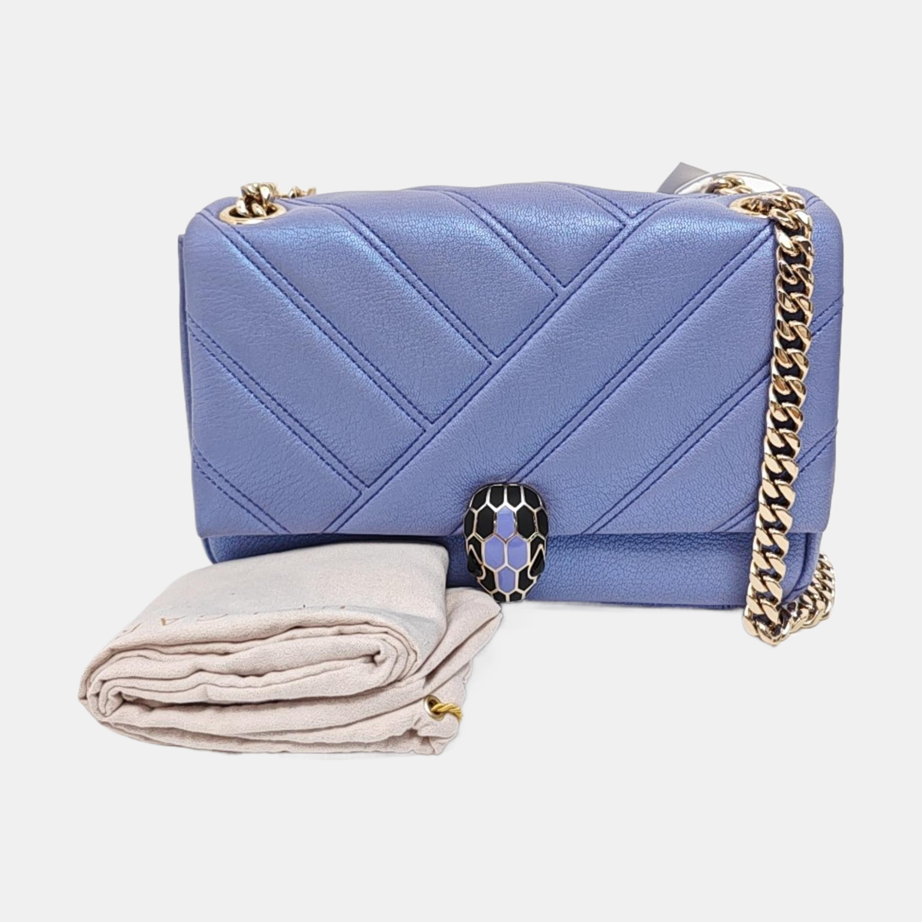 SERPENTI CABOCHON Small Quilted Lambskin Blue