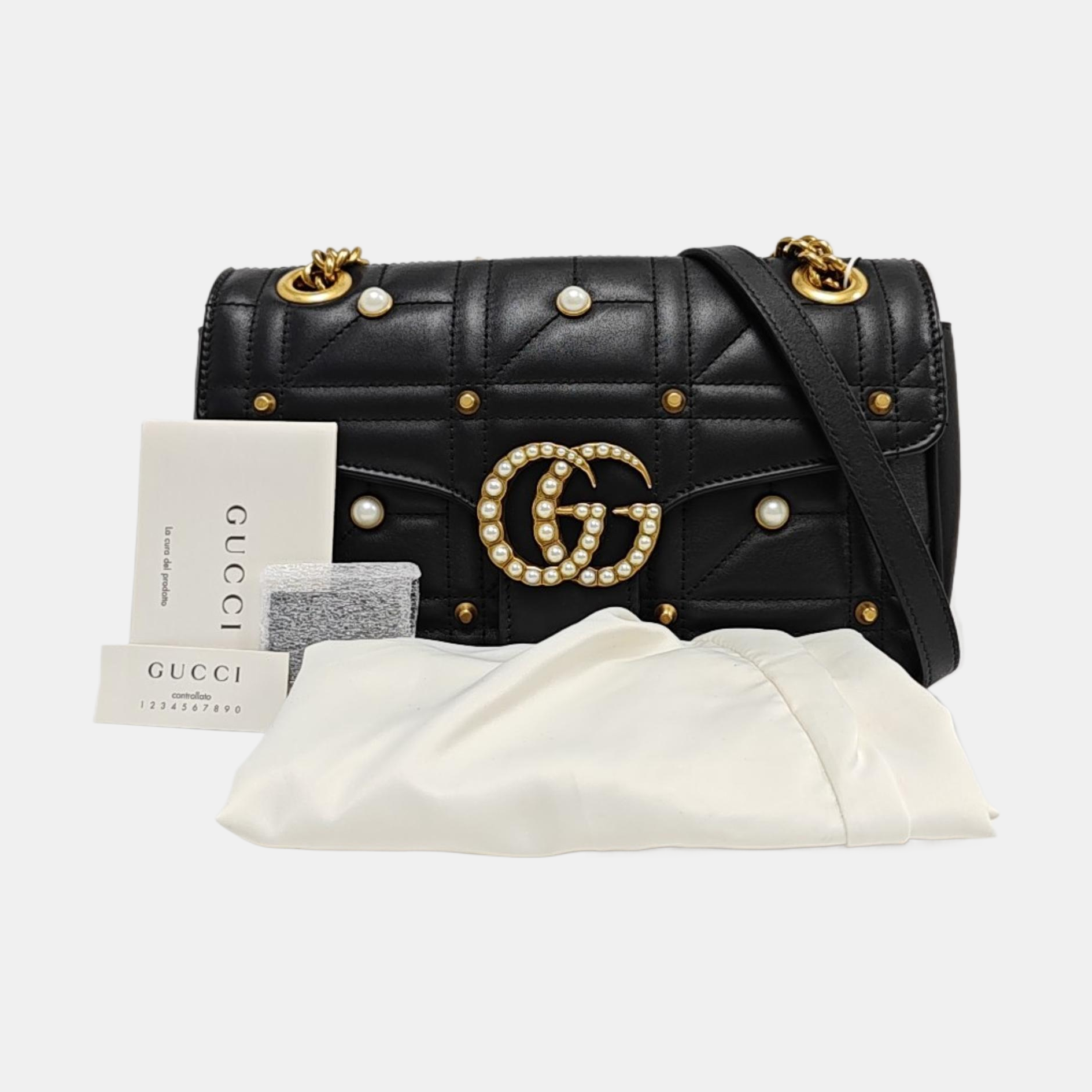 GG Marmont Medium Quilted Calfskin Black