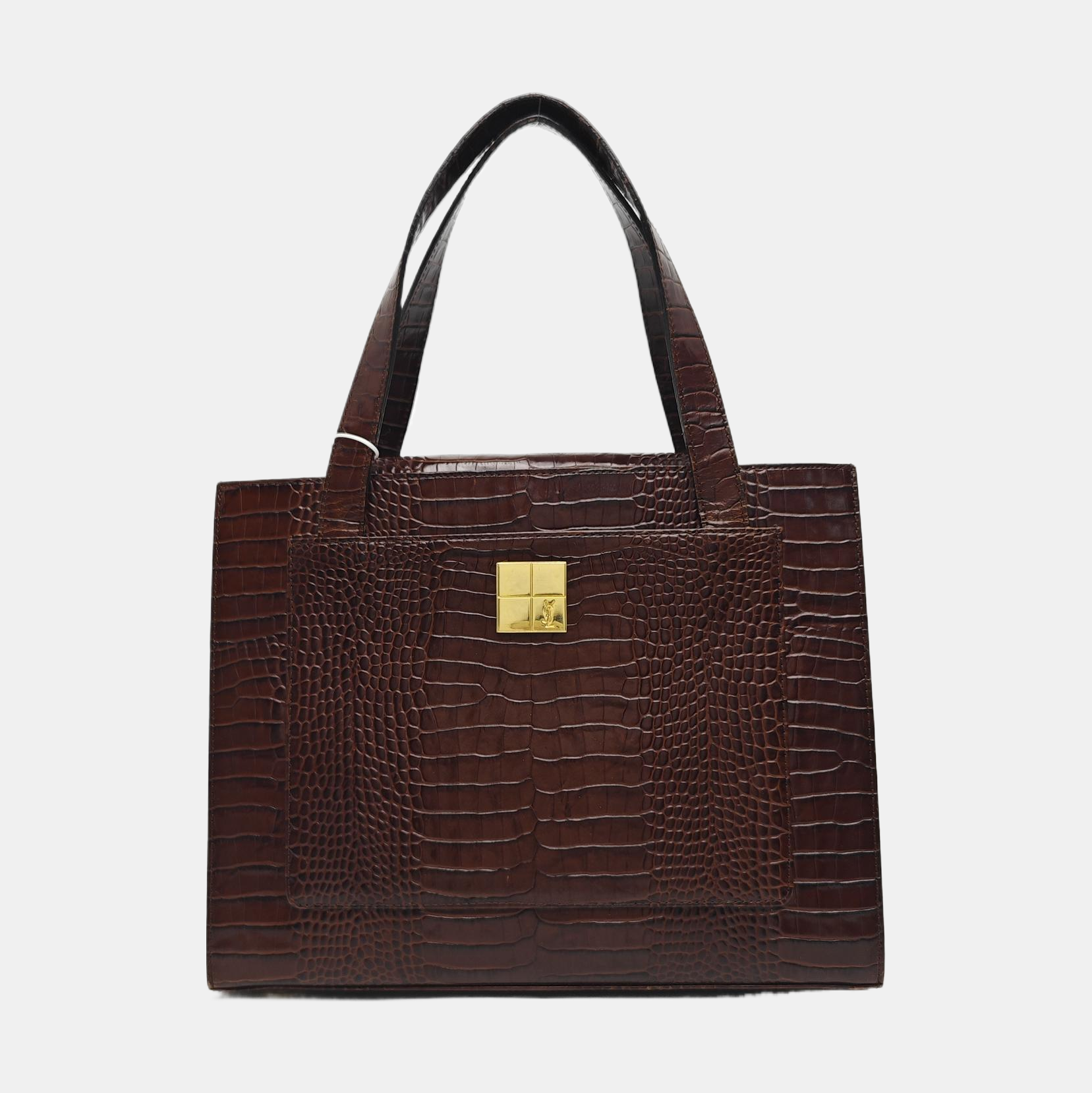 Calfskin Top Handle Bag Brown