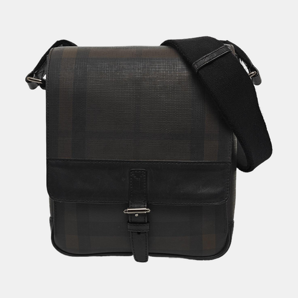 Coated Canvas Crossbody Bag Brown