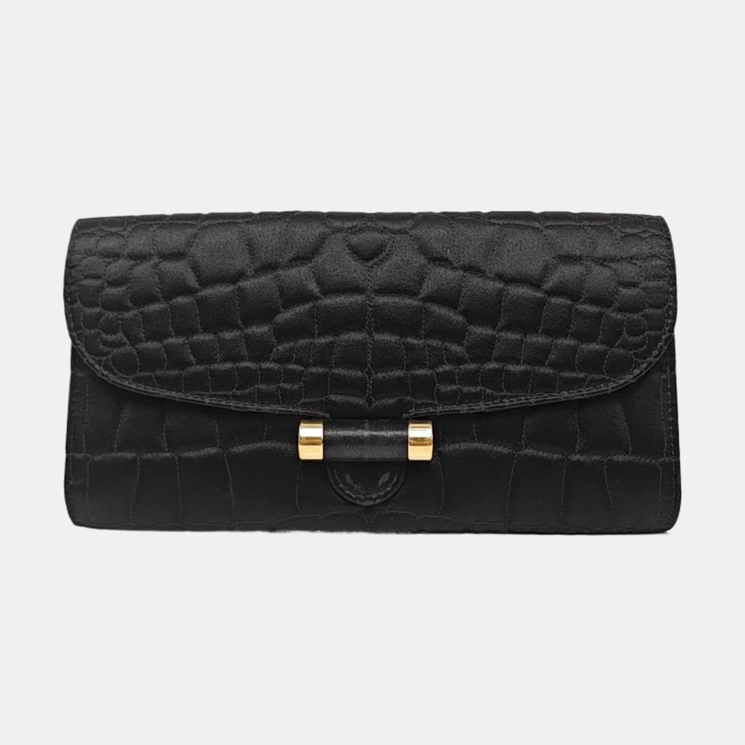 Quilted Silk Satin Black