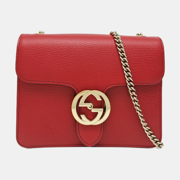 Interlocking G Small Calfskin Red