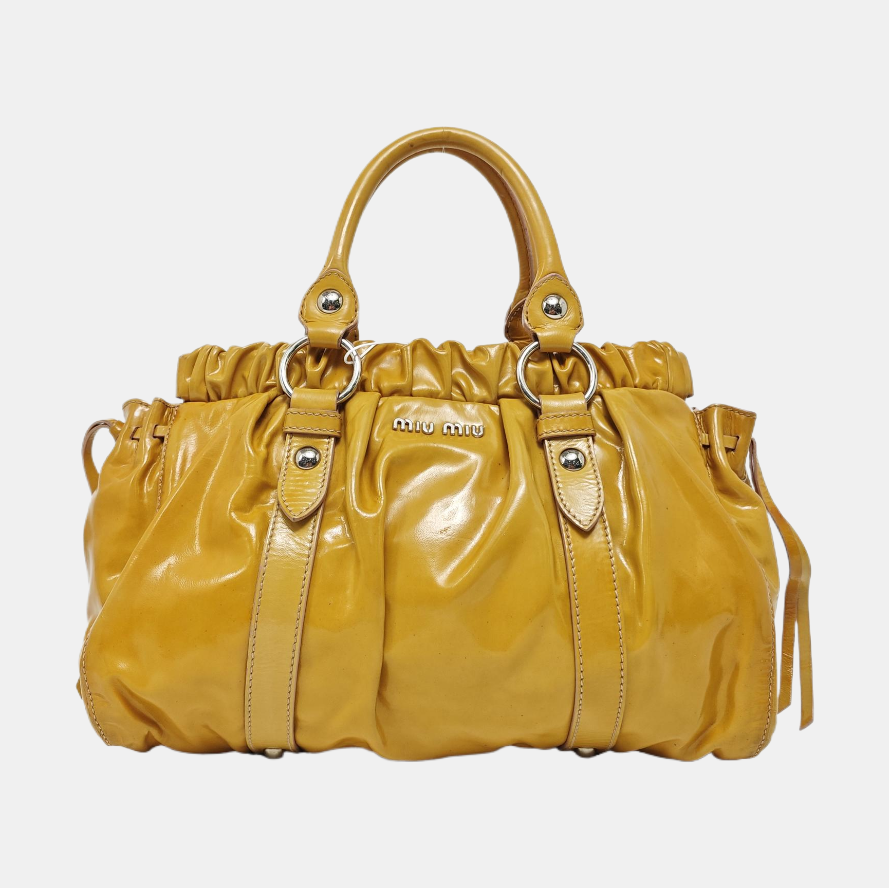 Calfskin Top Handle Bag Yellow