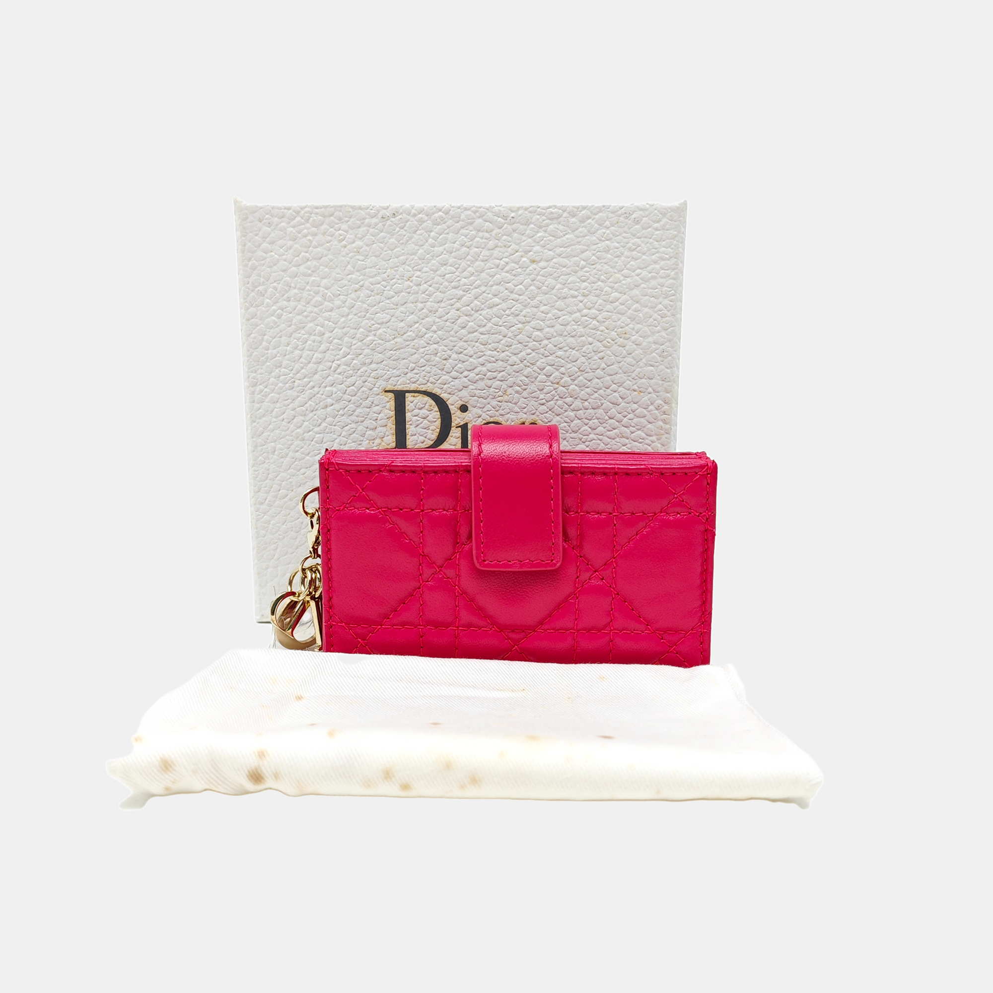 Lady Dior Super Mini Cannage Lambskin Pink Card Holder