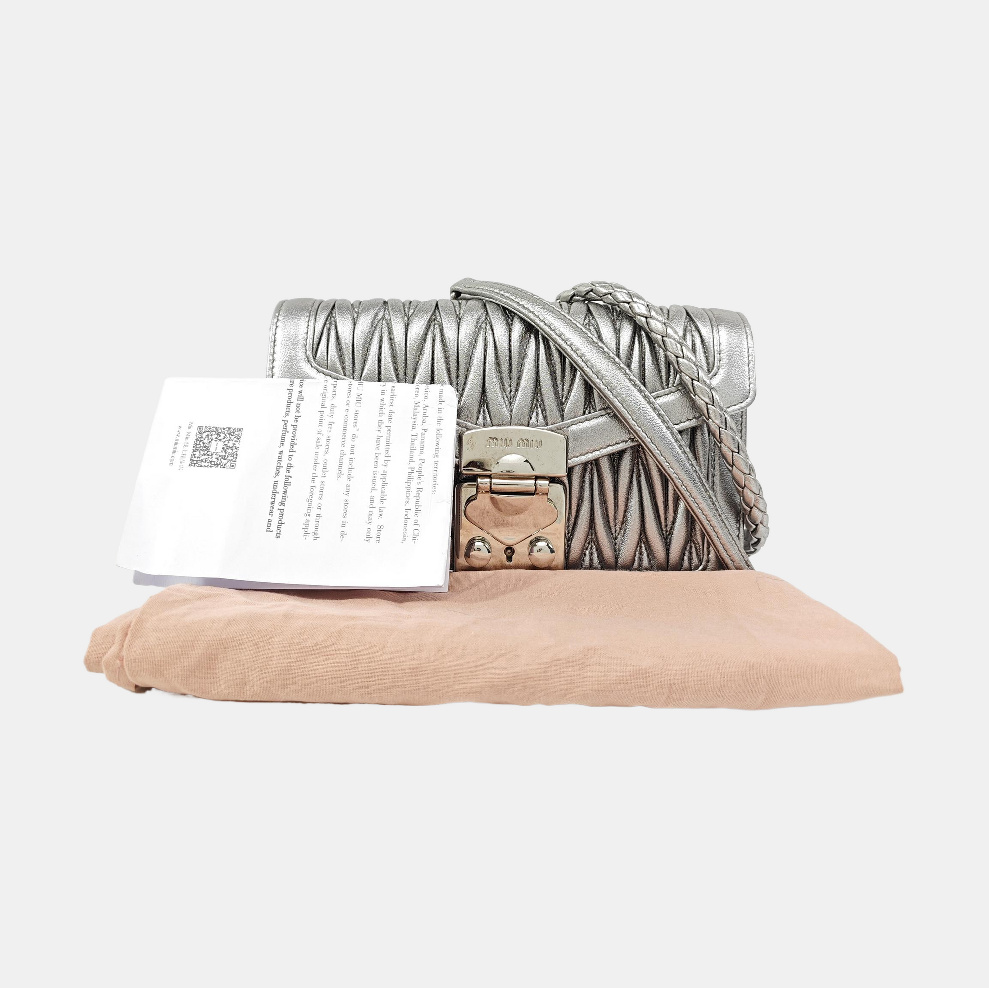 Miu Confidential Quilted Lambskin Silver