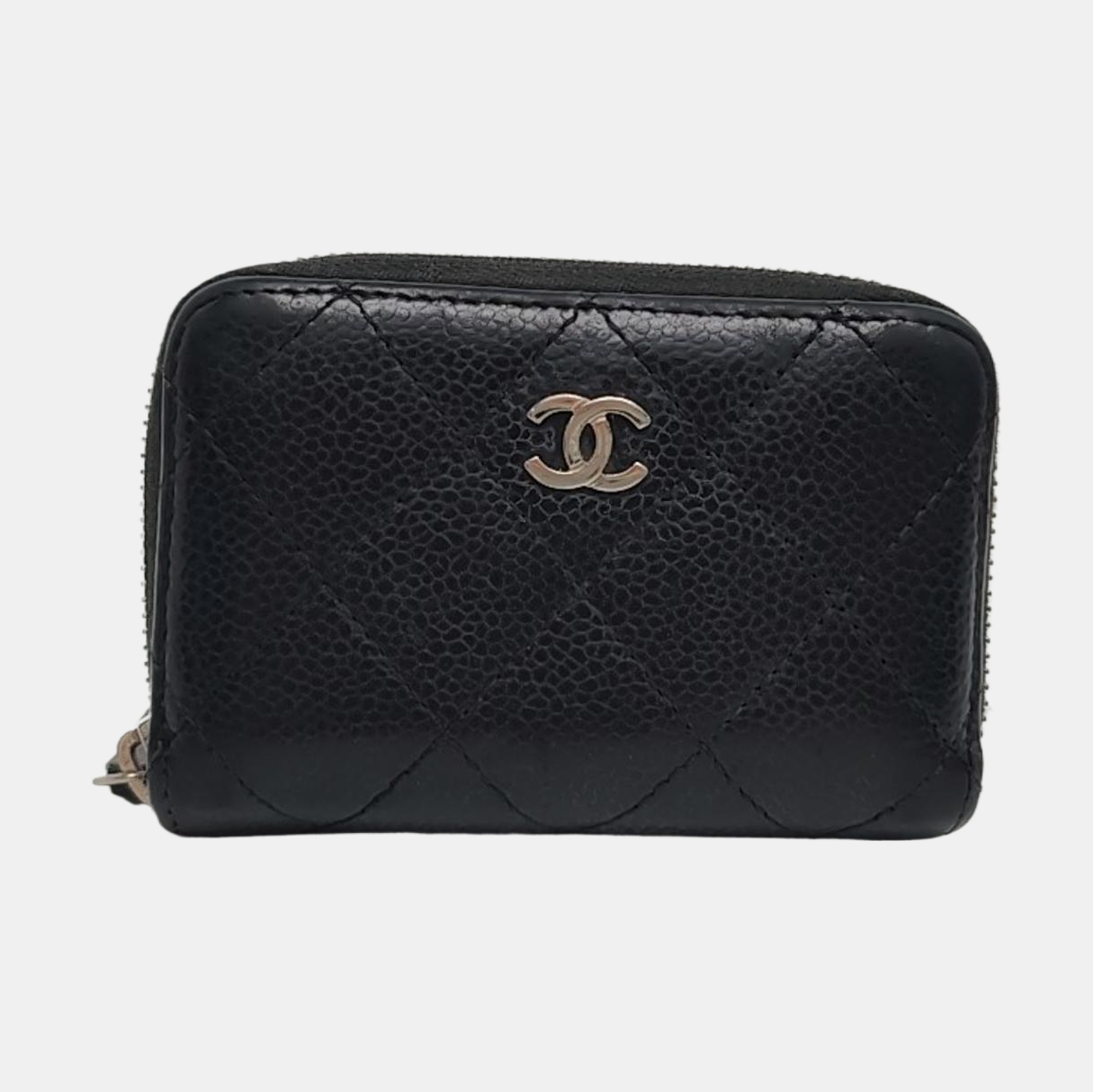 Quilted Grained Calfskin Wallet Black