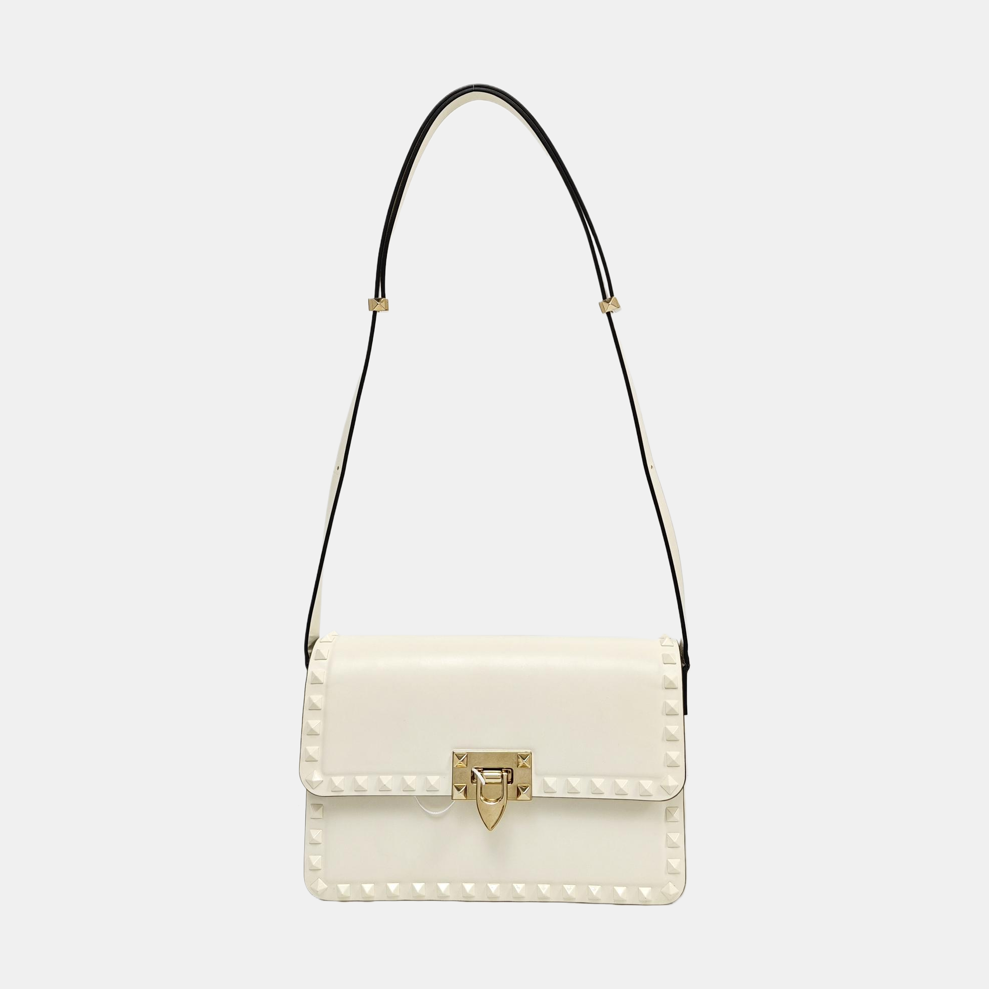 Rockstud Calfskin White