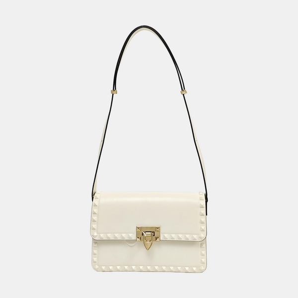 Rockstud Calfskin White