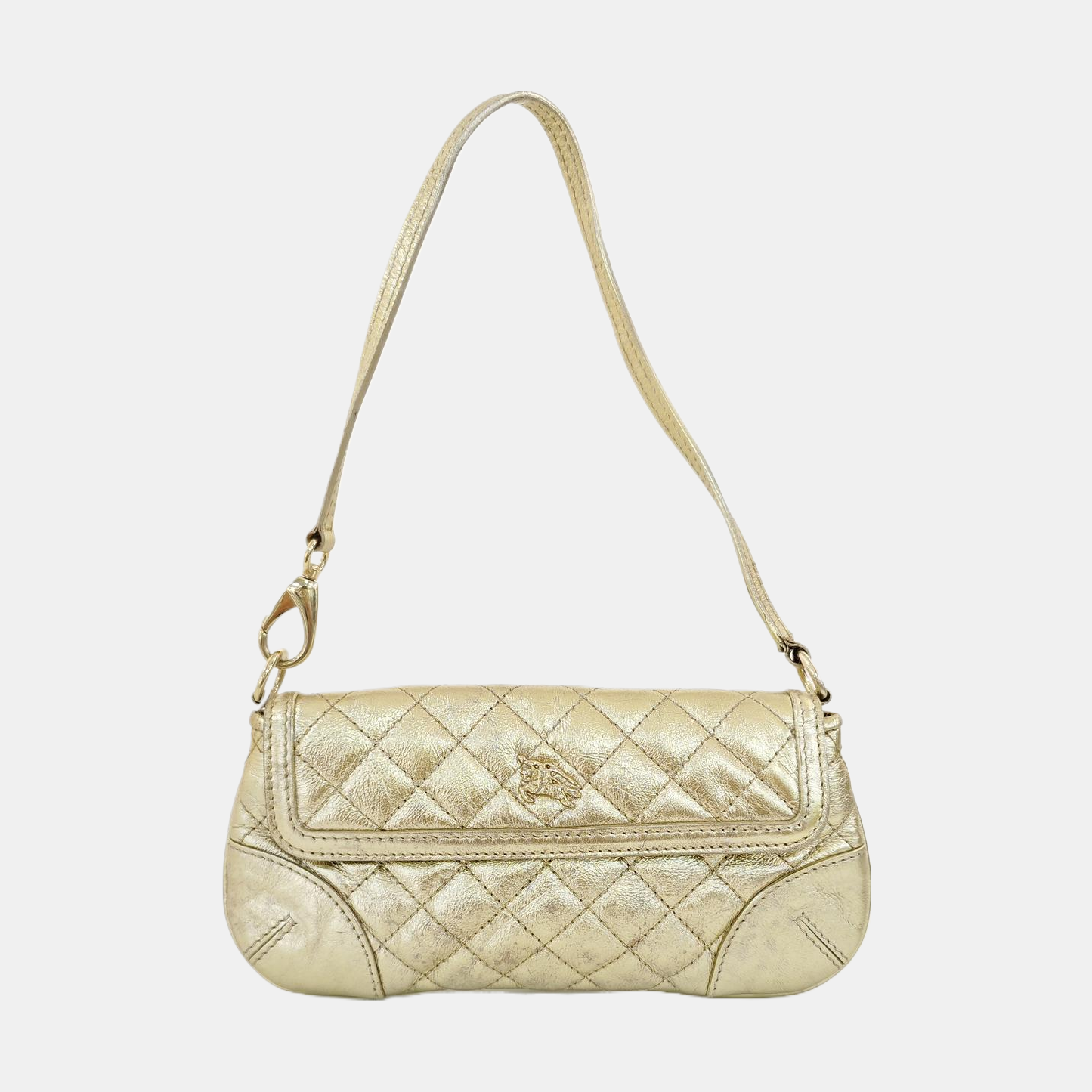 Quilted Calfskin Top Handle Bag Gold