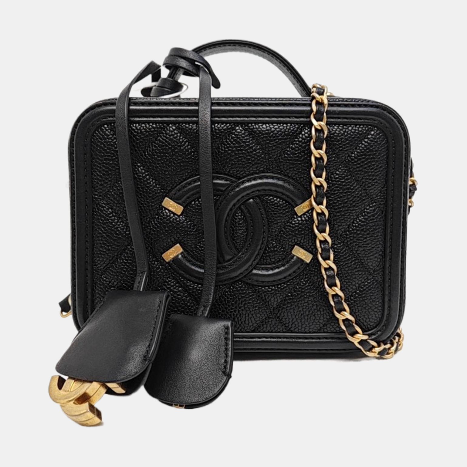 FILIGREE Small Quilted Grained Calfskin Black