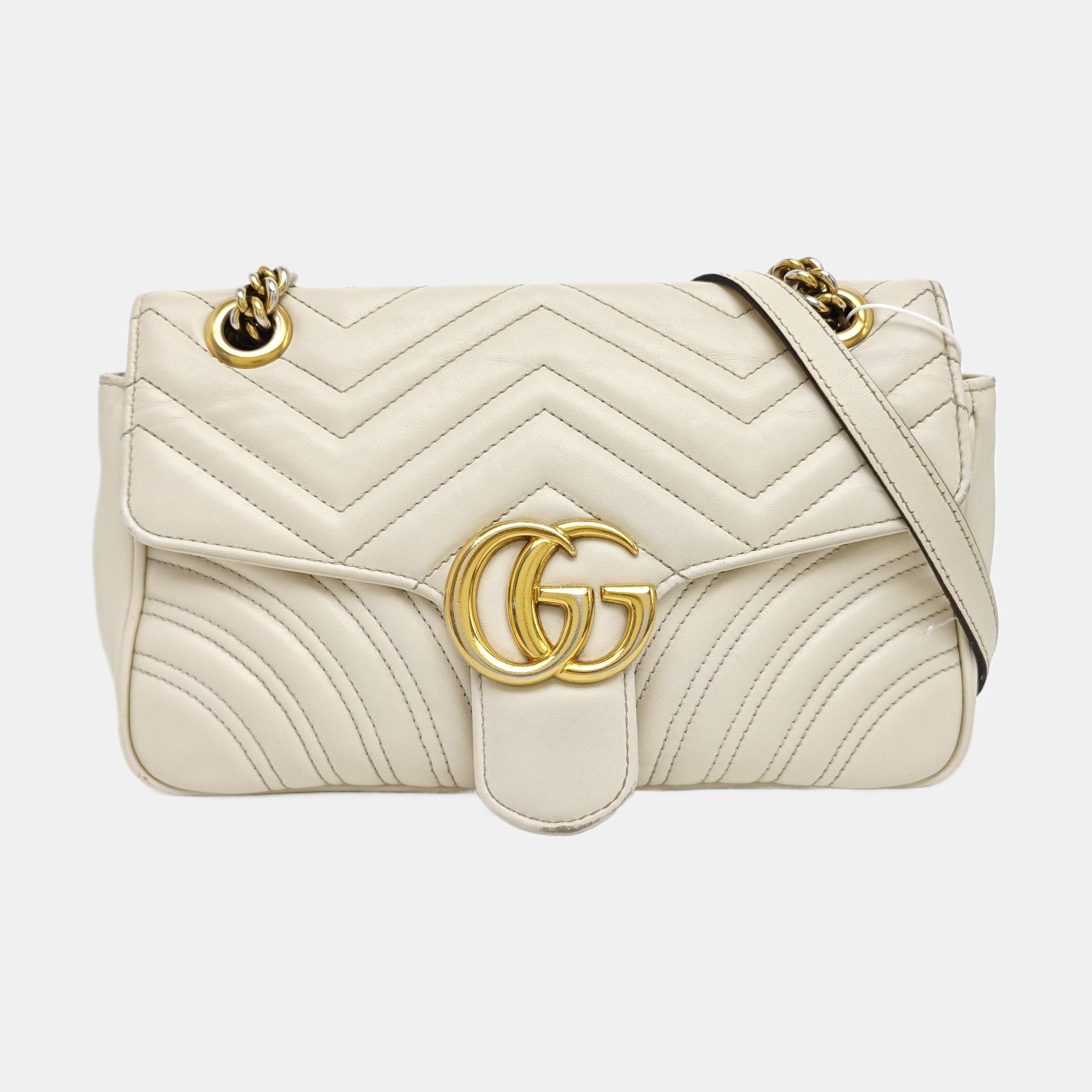 GG Marmont Medium Quilted Calfskin White