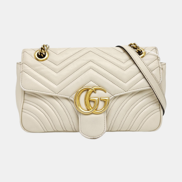 GG Marmont Medium Quilted Calfskin White