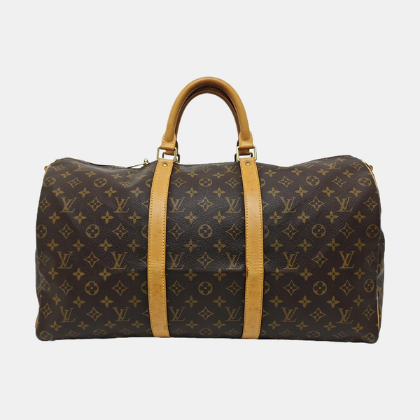 KEEPALL 50 Monogram Coated Canvas Brown