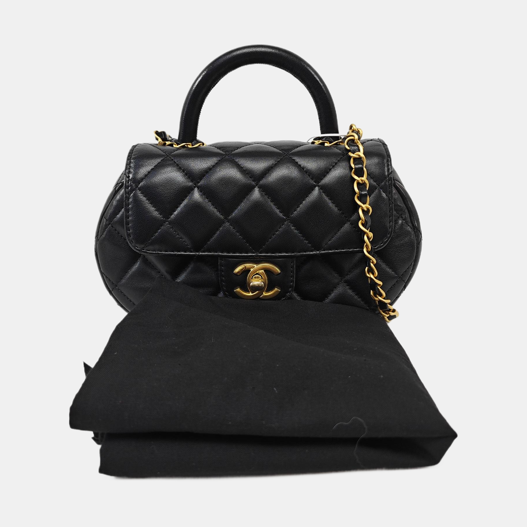 Quilted Lambskin Shoulder Bag Medium Black
