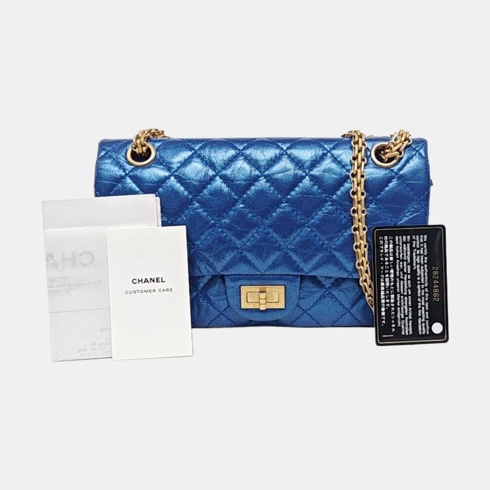 2.55 225 (small) Quilted Calfskin Blue