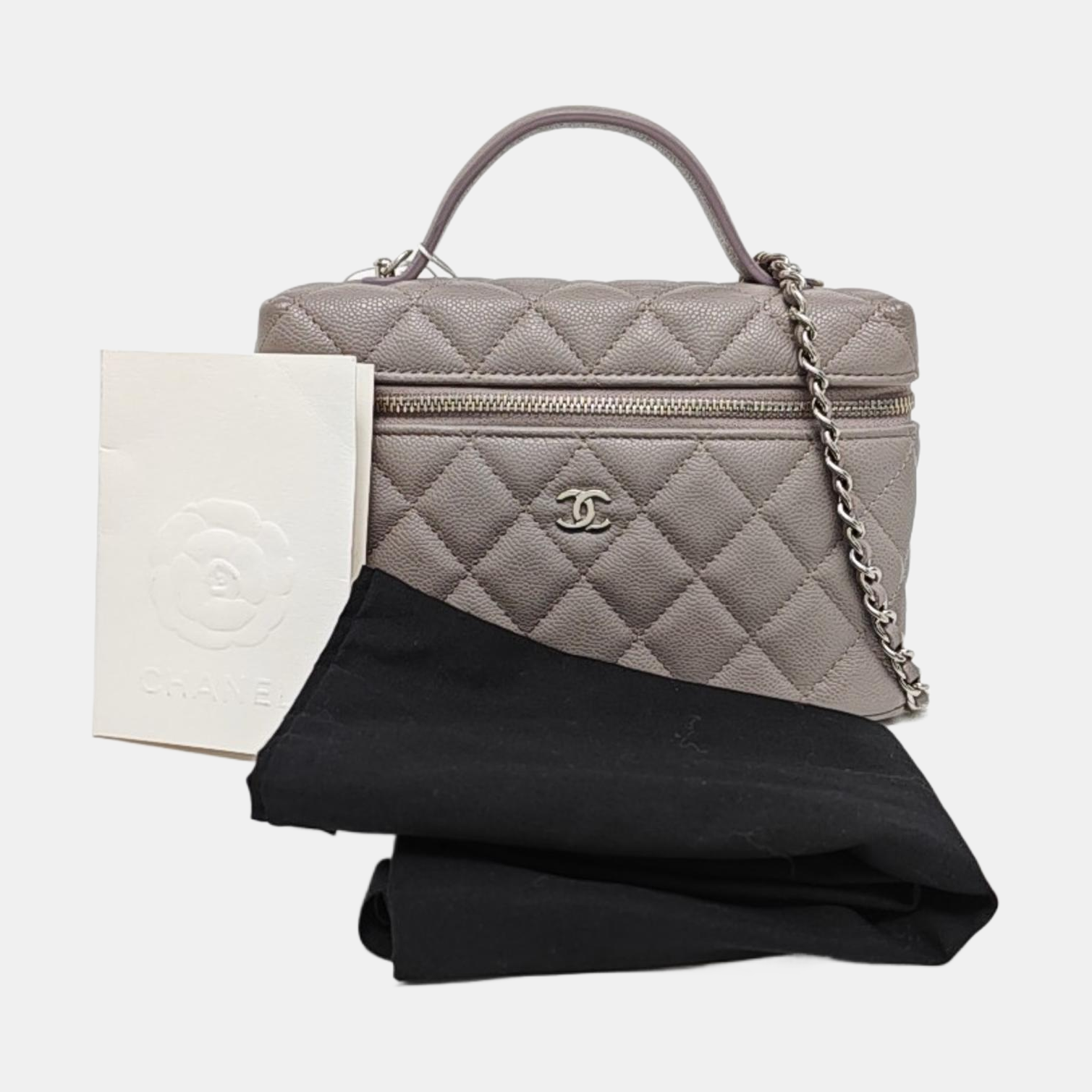 VANITY CASE Quilted Grained Calfskin Gray