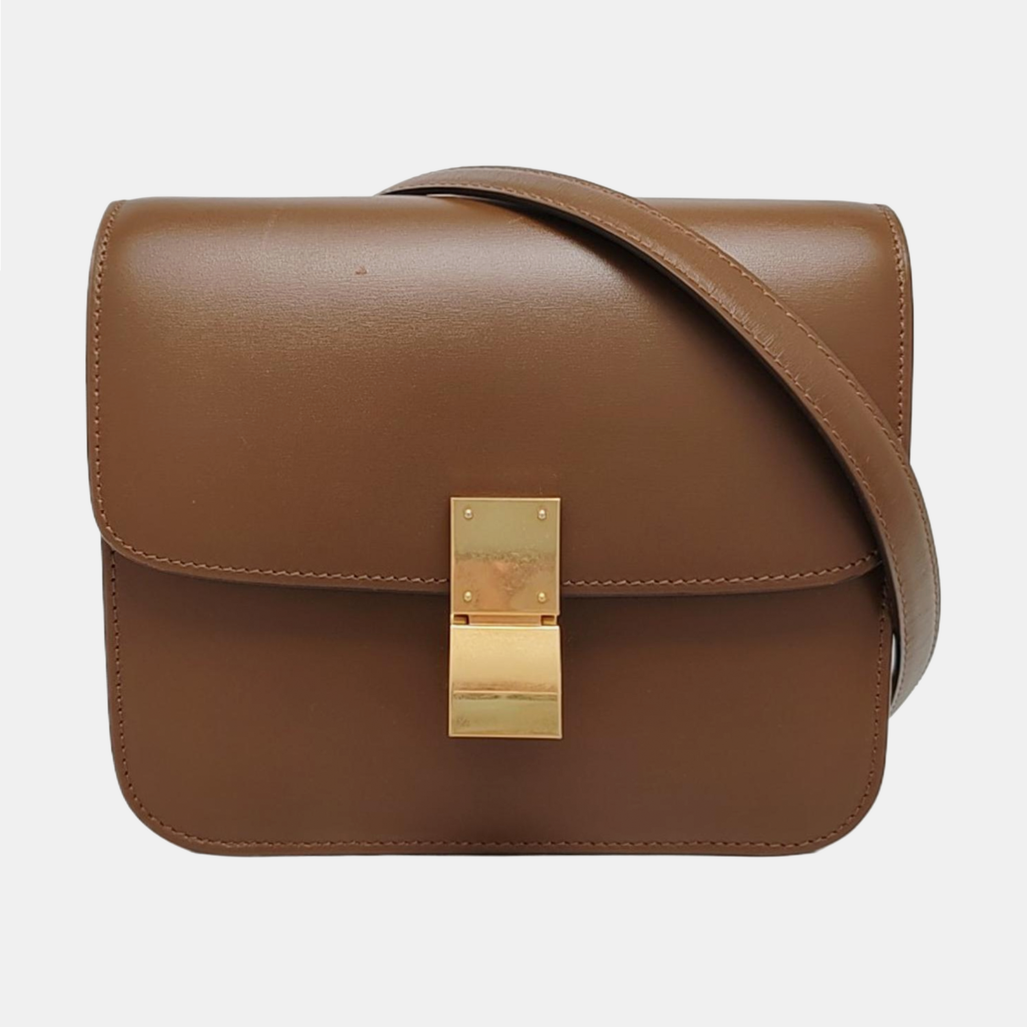 Authenticated pre-owned  CLASSIC BOX Small Calfskin Brown - Shoulder Bag at Looply