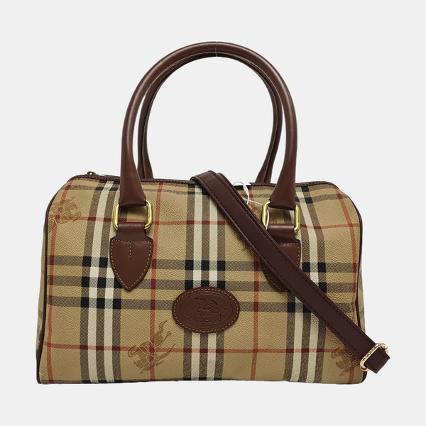 Coated Canvas Top Handle Bag Beige