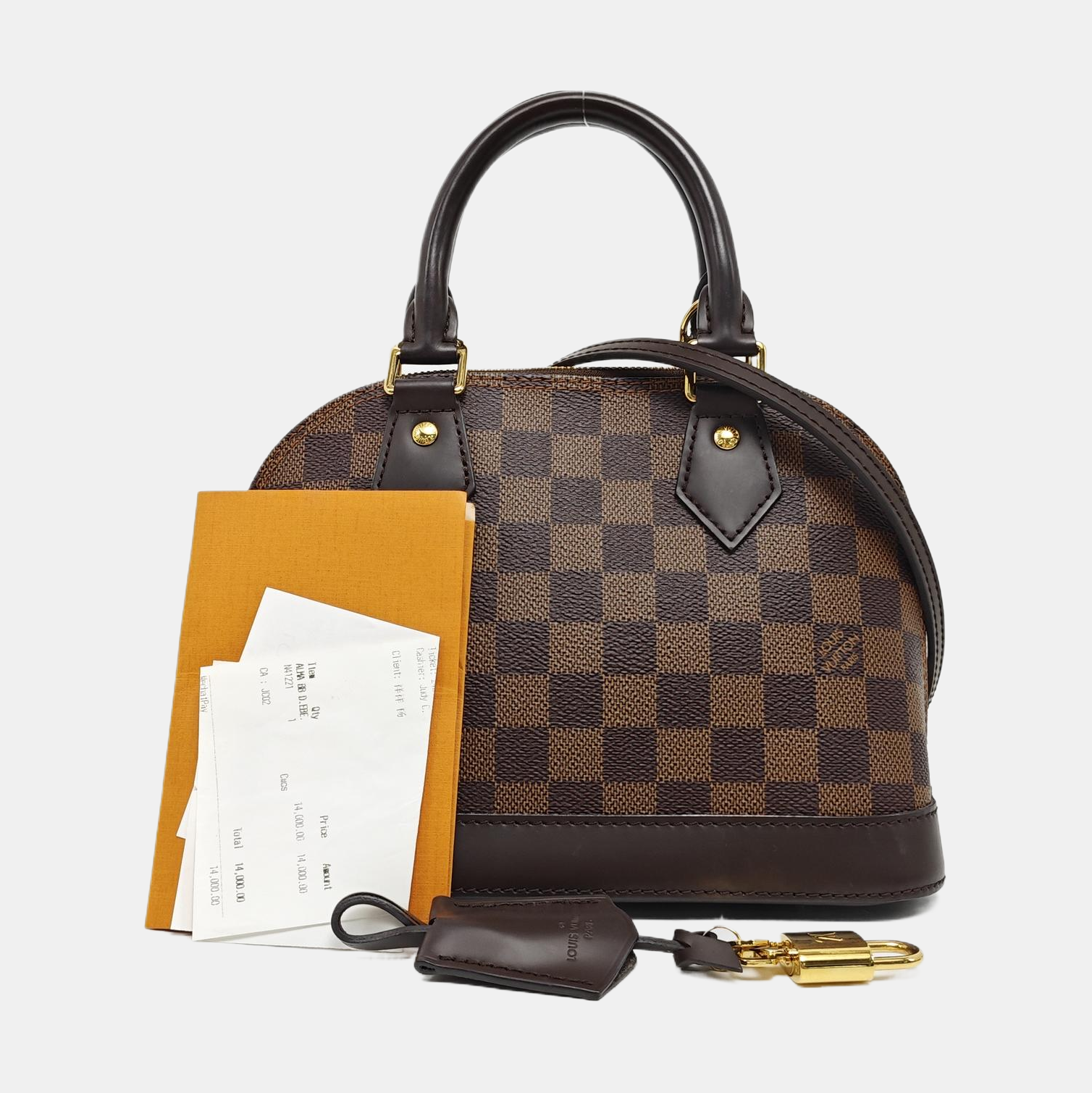 ALMA BB Damier Ebene Coated Canvas Brown