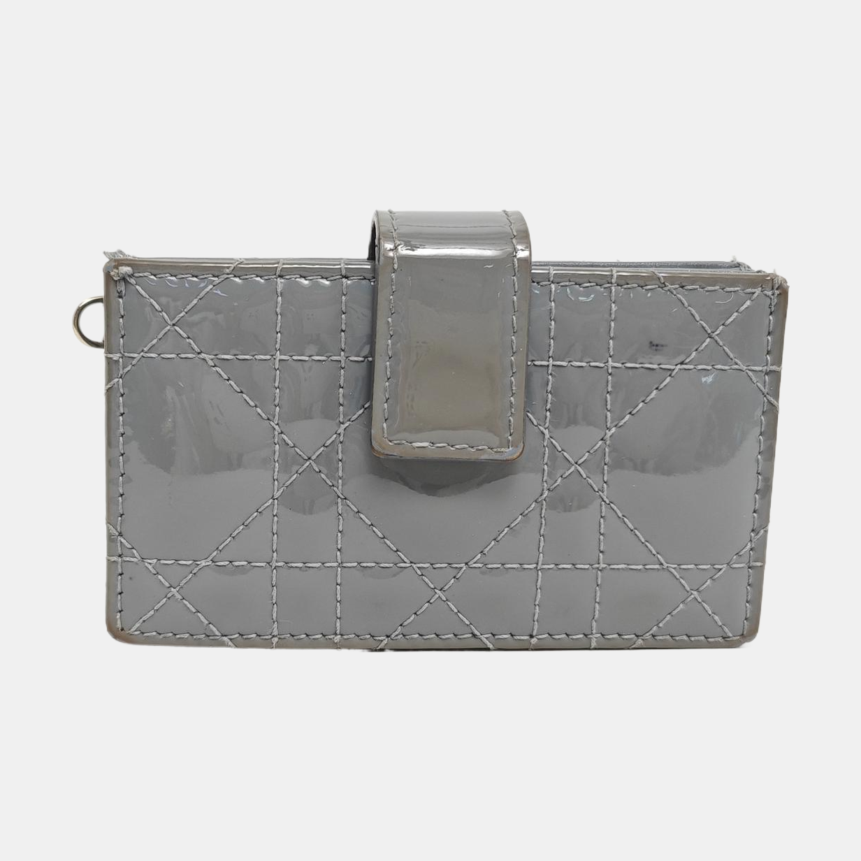 Lady Dior Cannage Patent Leather Blue Card Holder