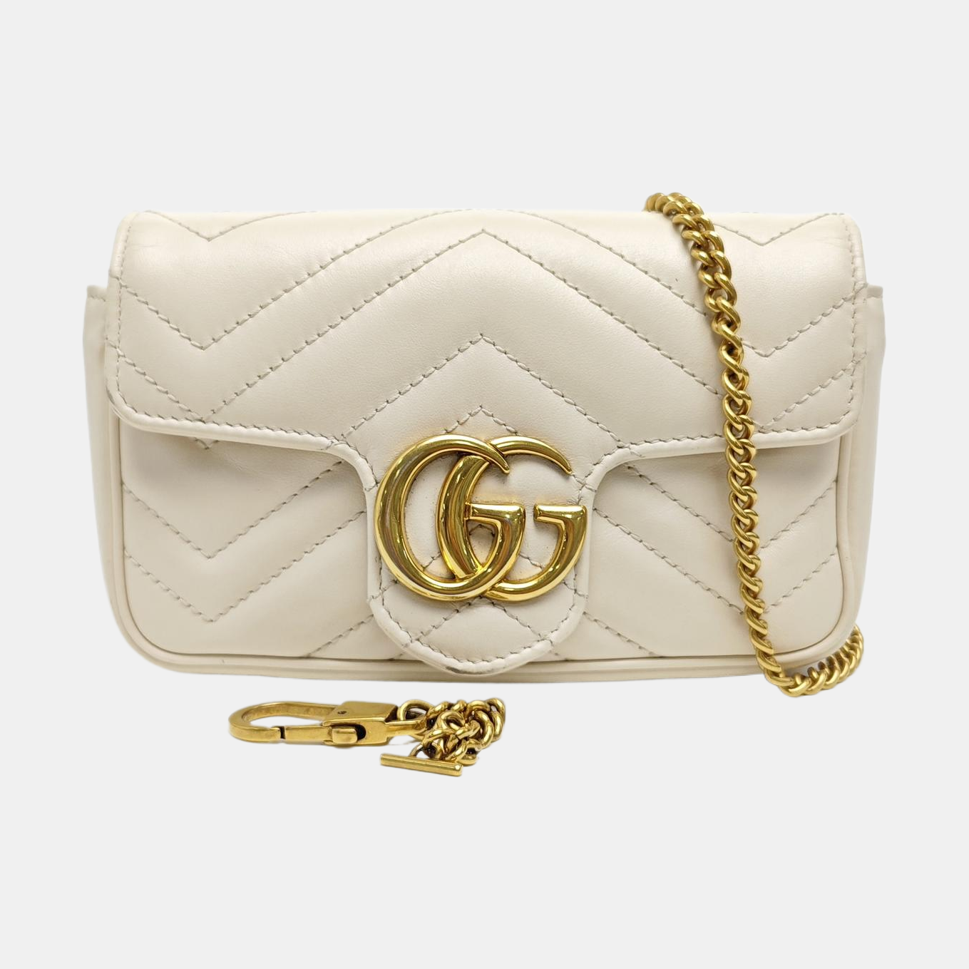 GG Marmont Mini Quilted Calfskin White