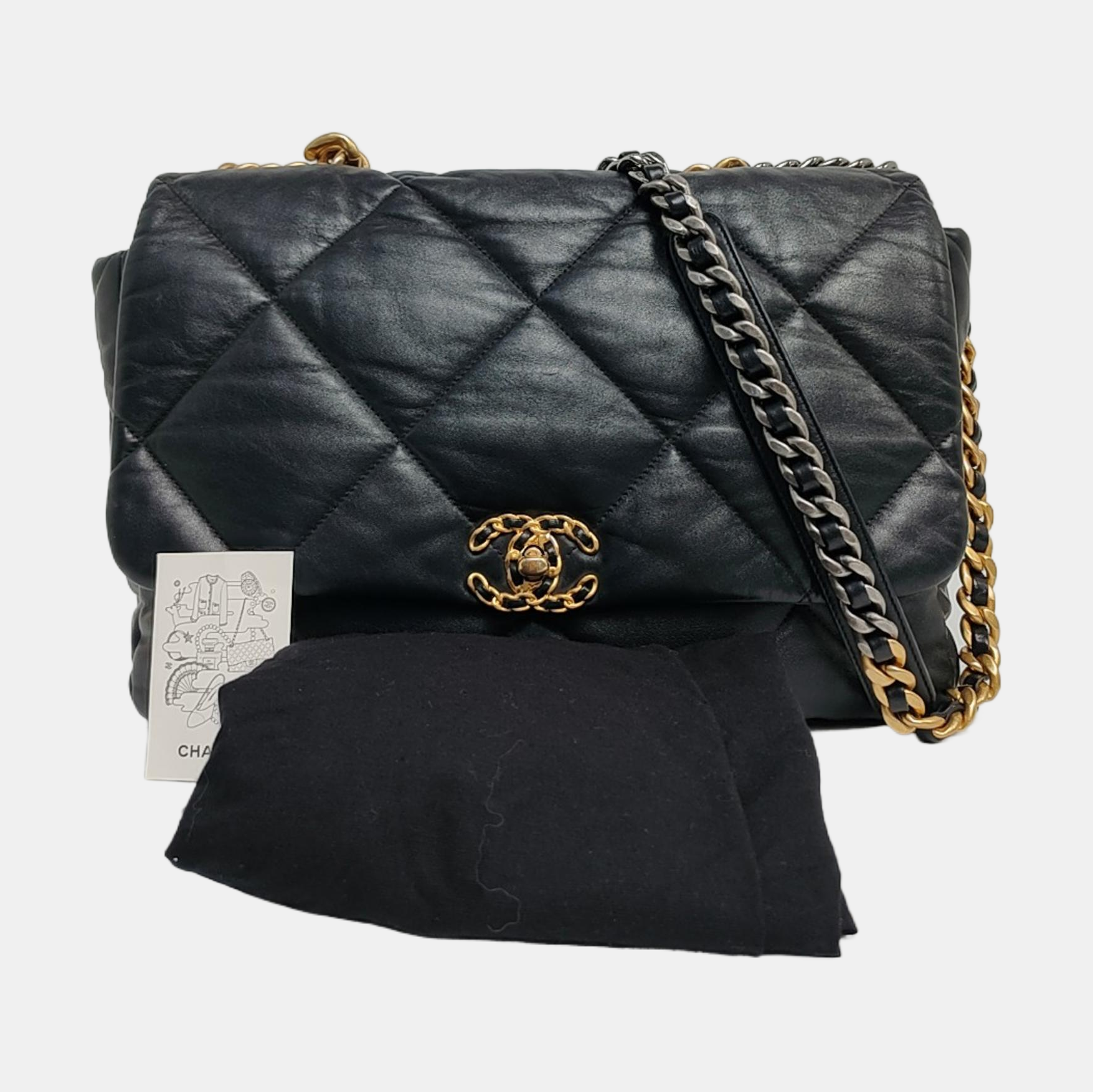 CHANEL 19 Maxi Quilted Lambskin Black